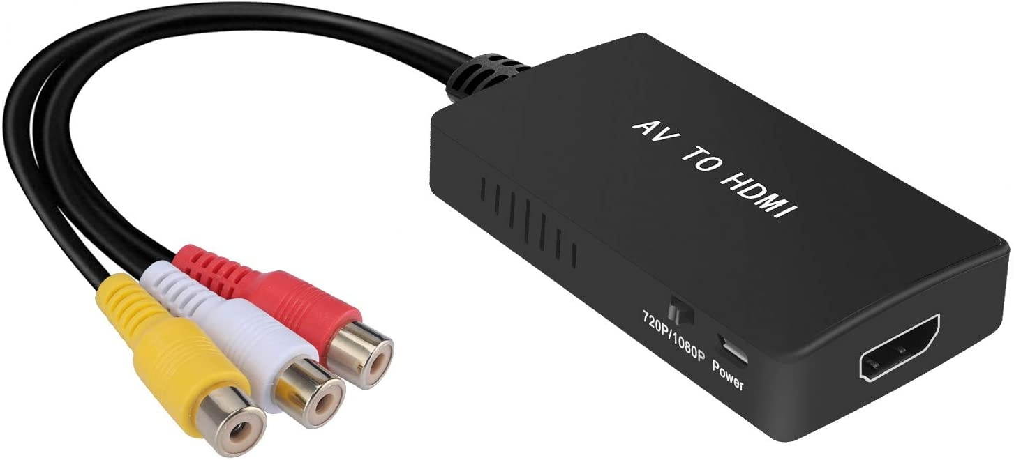 RCA to HDMI Converter TaiHuai AV to HDMI Adapter 3RCA CVBS Composite to Audio Video Converter Supporting PAL NTSC 1080P for PC Laptop Xbox PS3 TV STB VHS VCR Camera DVD Players-Dark Gray