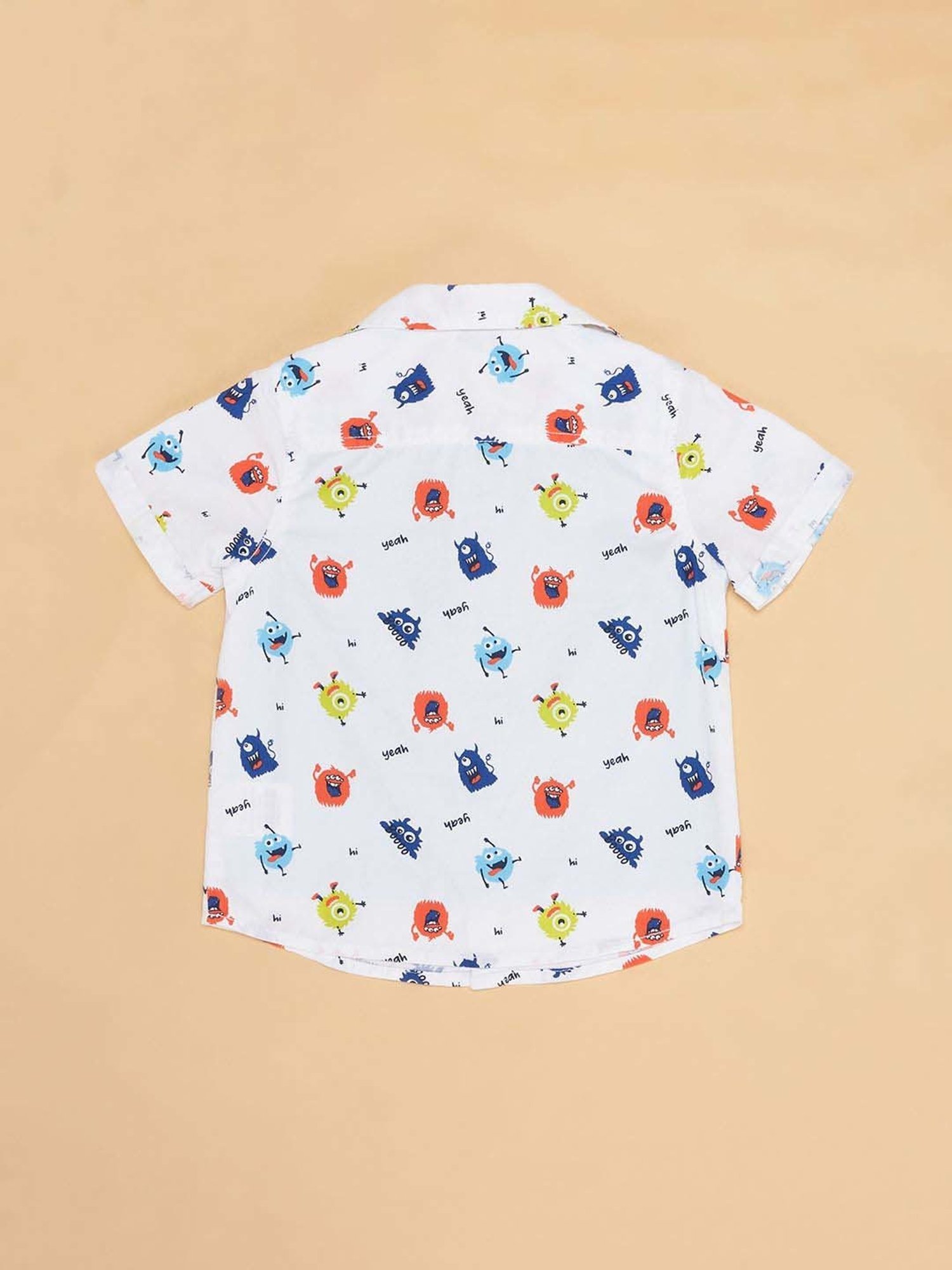 Pantaloons Baby White Cotton Printed Shirt