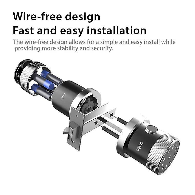 Smart Door Lock - Keyless Fingerprint and Touchscreen Digital Door Lock, Secure Bluetooth, Easy Install, Great for Airbnb, Hotels and Offices, Homes, Apartments, Silver(Upgraded 3.0)