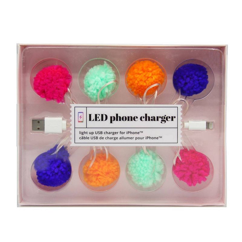 46" LED Pom Pom Phone Charger USB Cable