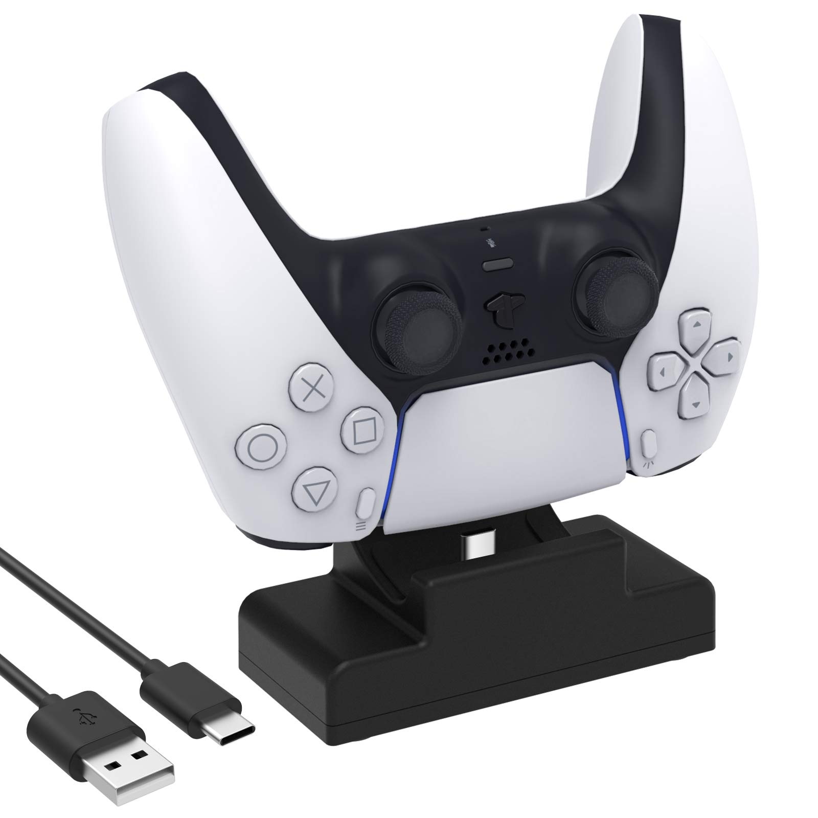 Charger for PS5 DualSense Wireless Controller, Controller Charging Stand USB Charging Station Dock for Sony Playstation 5 with Type-C Cable