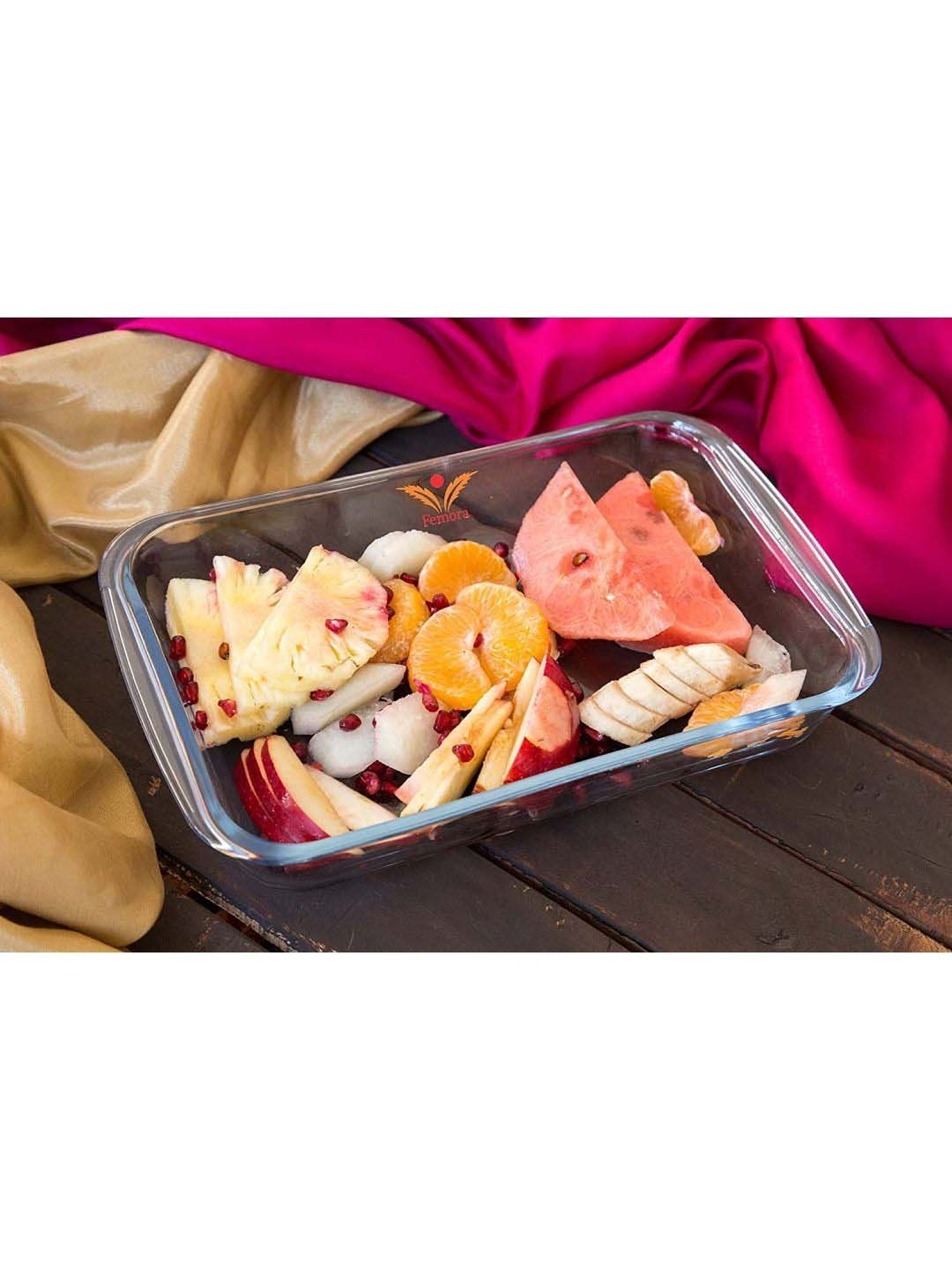 Femora Borosilicate Glass Microwave Safe Bakeware Kitchen Combo - Set of 6