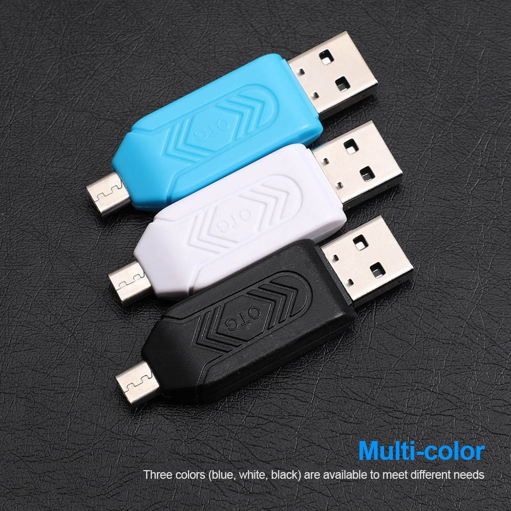 Multifunctional Card Reader USB A Micro USB 2-in-1 OTG Card Reader Support SD/TF Card for Phone PC Laptop Black