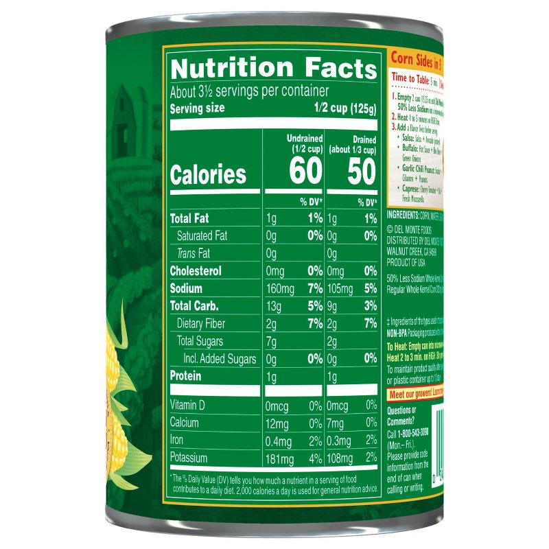 Del Monte Low Salt Whole Kernel Corn 15.25oz