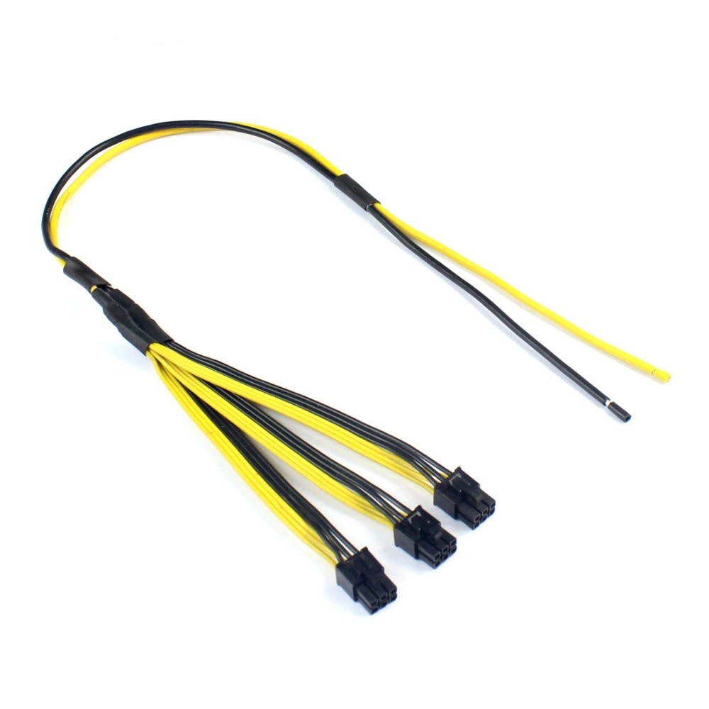 2Pcs S7/S9 to Triple 3X PCI-E PCIe PCI Express 6Pin Graphic Card Splitter Power Cable Cord for BTC miner Machine 12AWG+18AWG