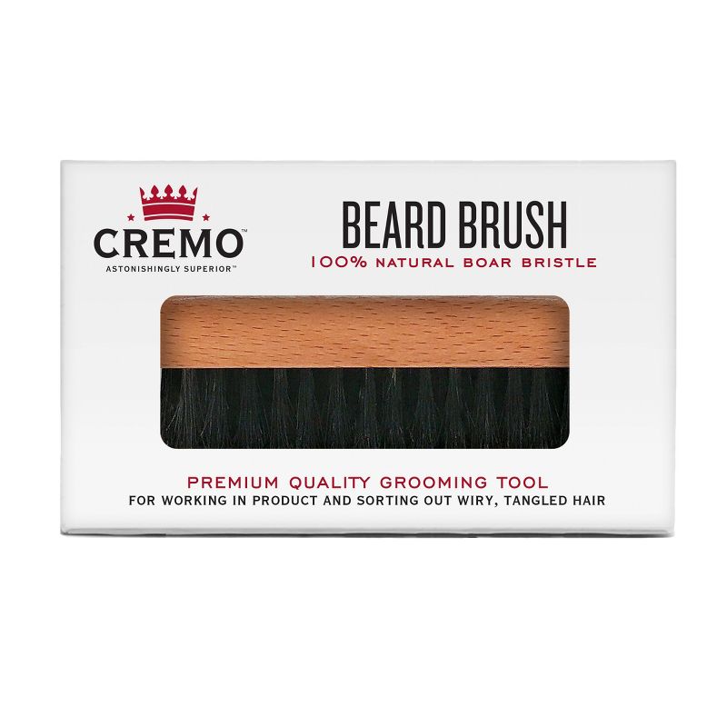 Cremo Premium Boar Bristle Beard Brush with Wood Handle - Shaping & Styling - 1ct