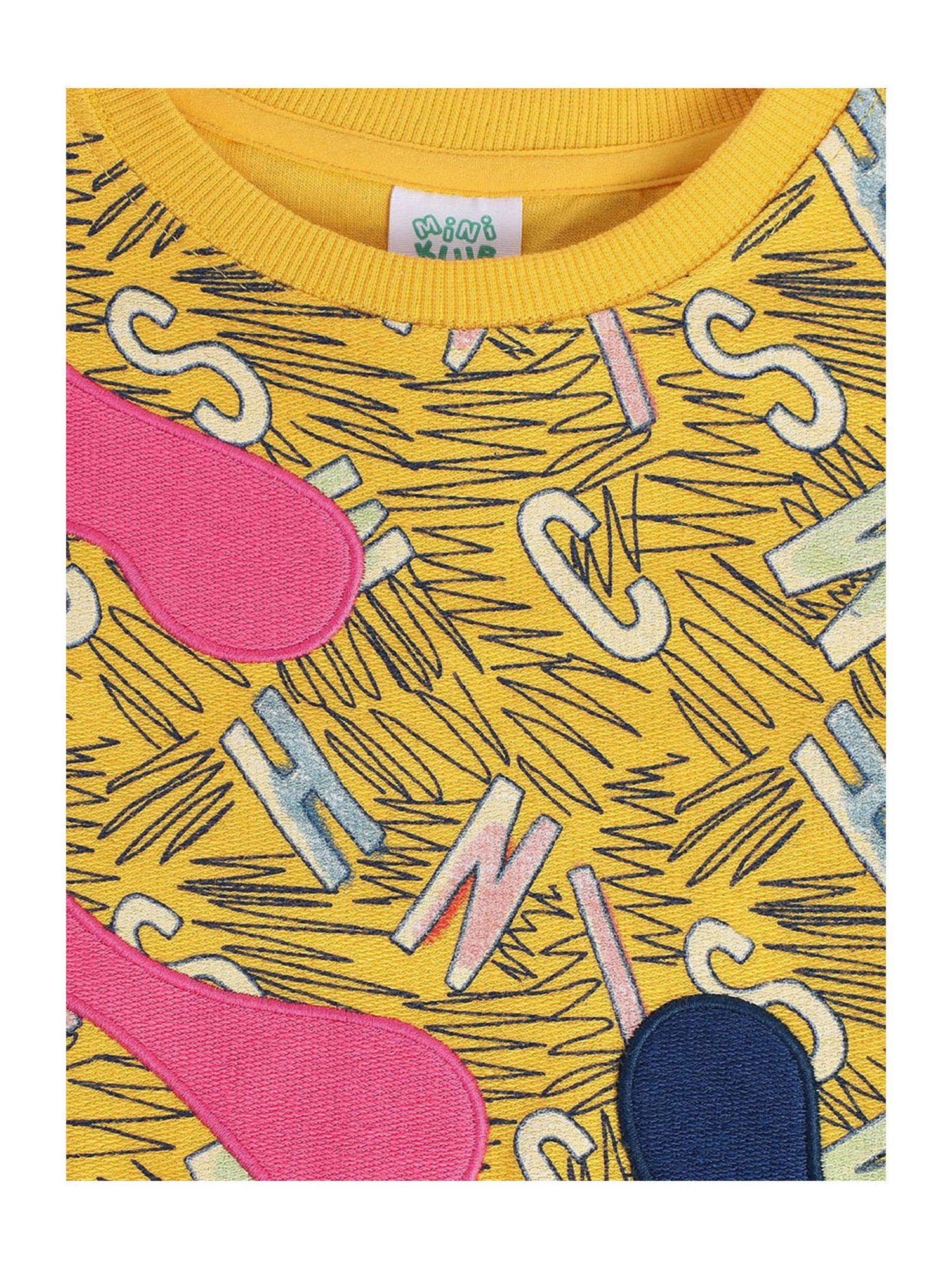 MINIKLUB Kids Yellow Printed Full Sleeves Sweatshirt