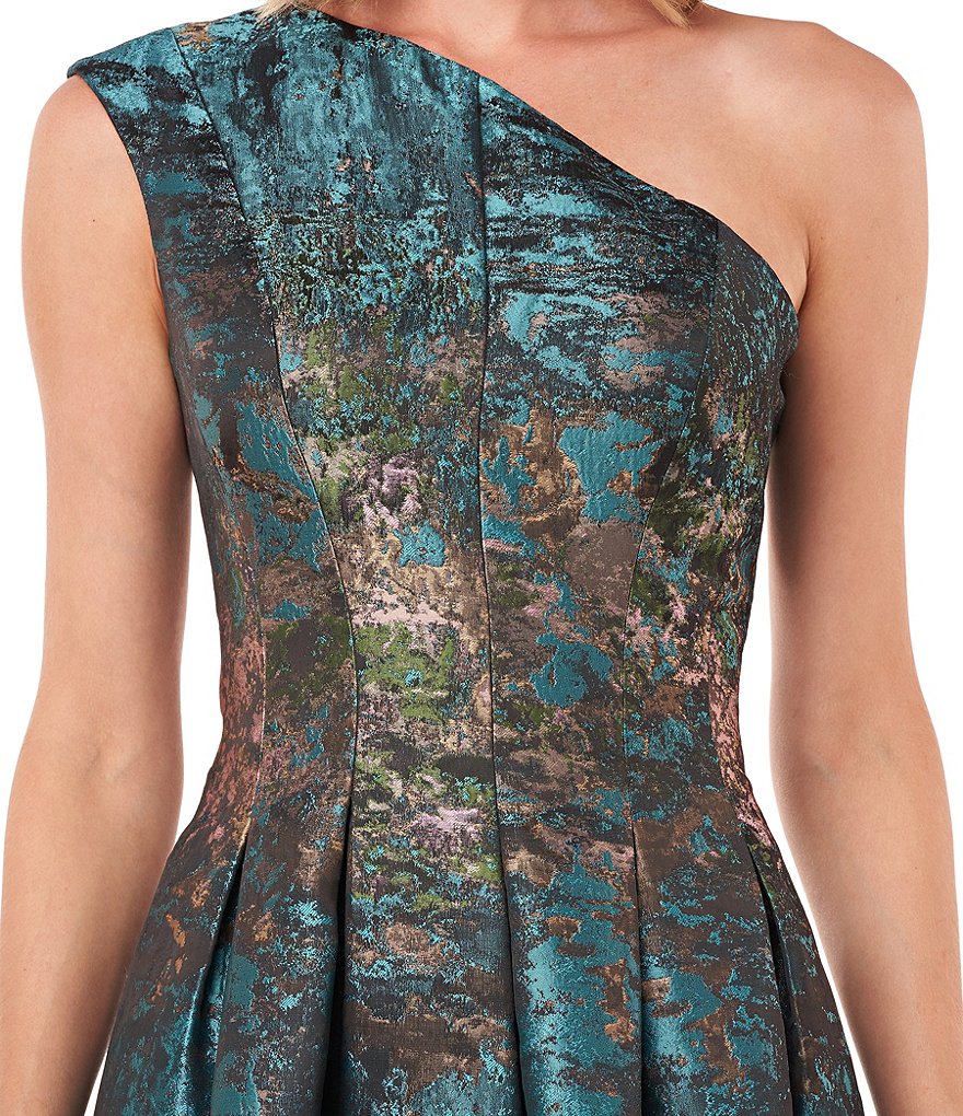 Jkara Chiffon Popover Beaded V-Neck 3/4 Capelet Sleeve Gown