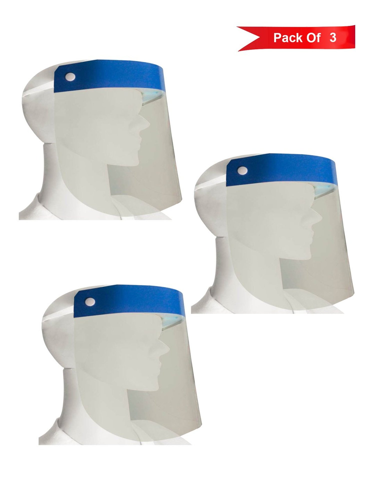Globex Splash Protection Face Shields - Pack of 3