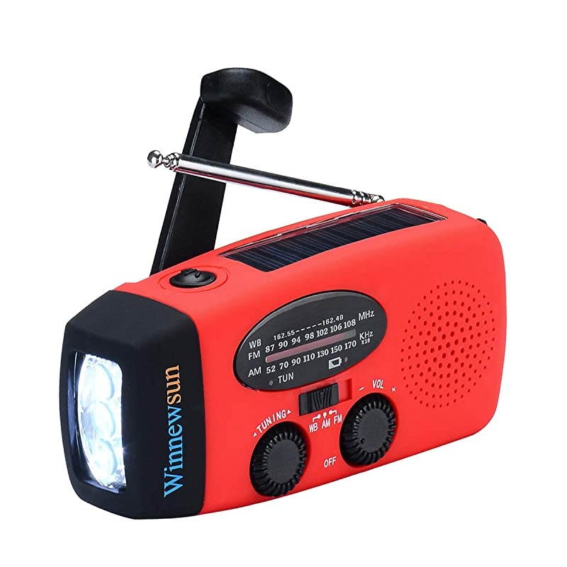 Radio Weather Radio Solar Crank AM/FM NOAA Radio with 1000mAh Power Bank LED Flashlight and USB Cell Phone Charger for Outdoor Survival and Household