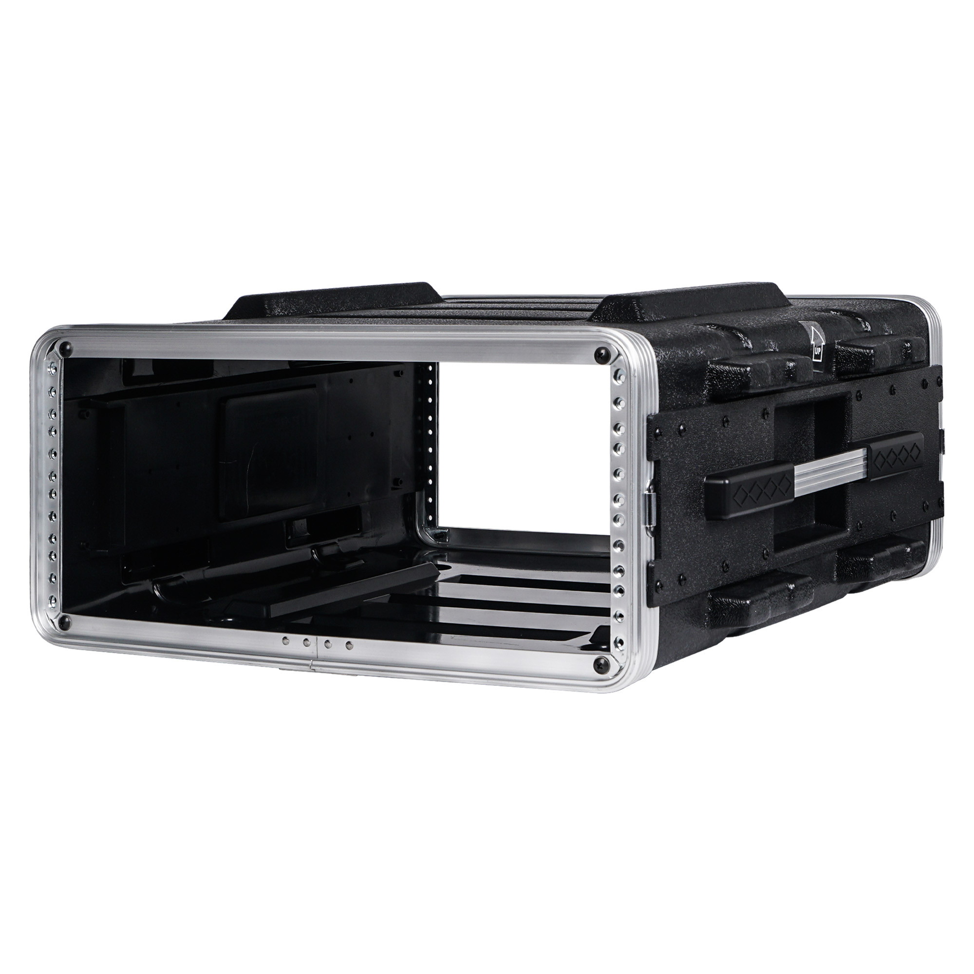 Sound Town Lightweight 4U PA DJ Rack/Road Case with ABS Construction, 19&rdquo; Depth and Heavy-Duty Latches (STRC-A4U)