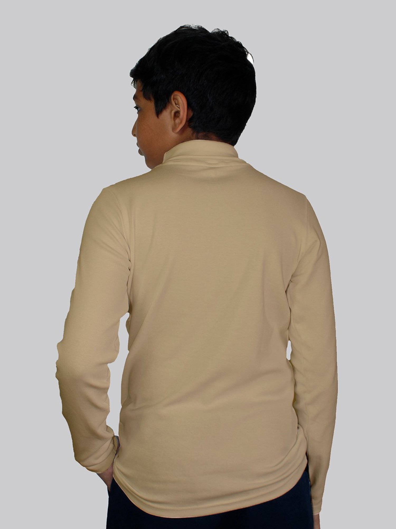 Kiddopanti Kids Light Beige Solid Full Sleeves T-Shirt