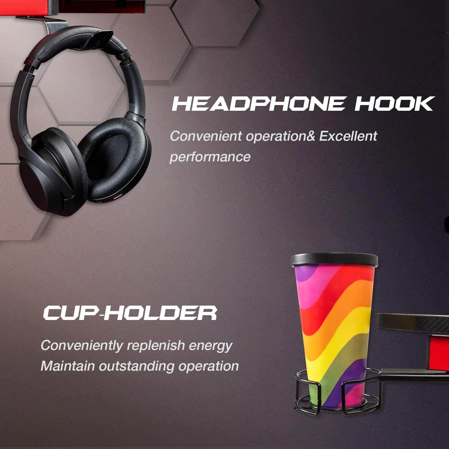 Gaming Desk 47.2" W x 23.6" D Office Computer Table, Black Gamer Workstation with 2 Cable Management Holes