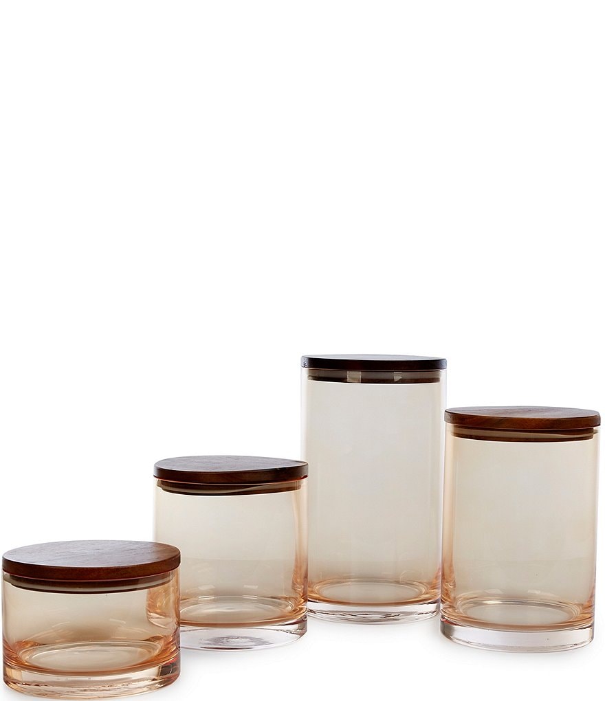 Southern Living Harvest Amber Glass Canisters, Set of 4