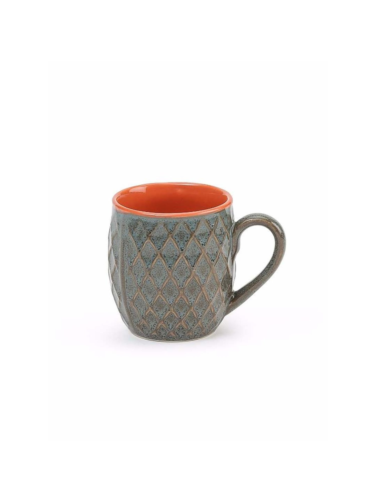 Unravel India Green & Orange Ceramic Coffee Mug - Set of 6