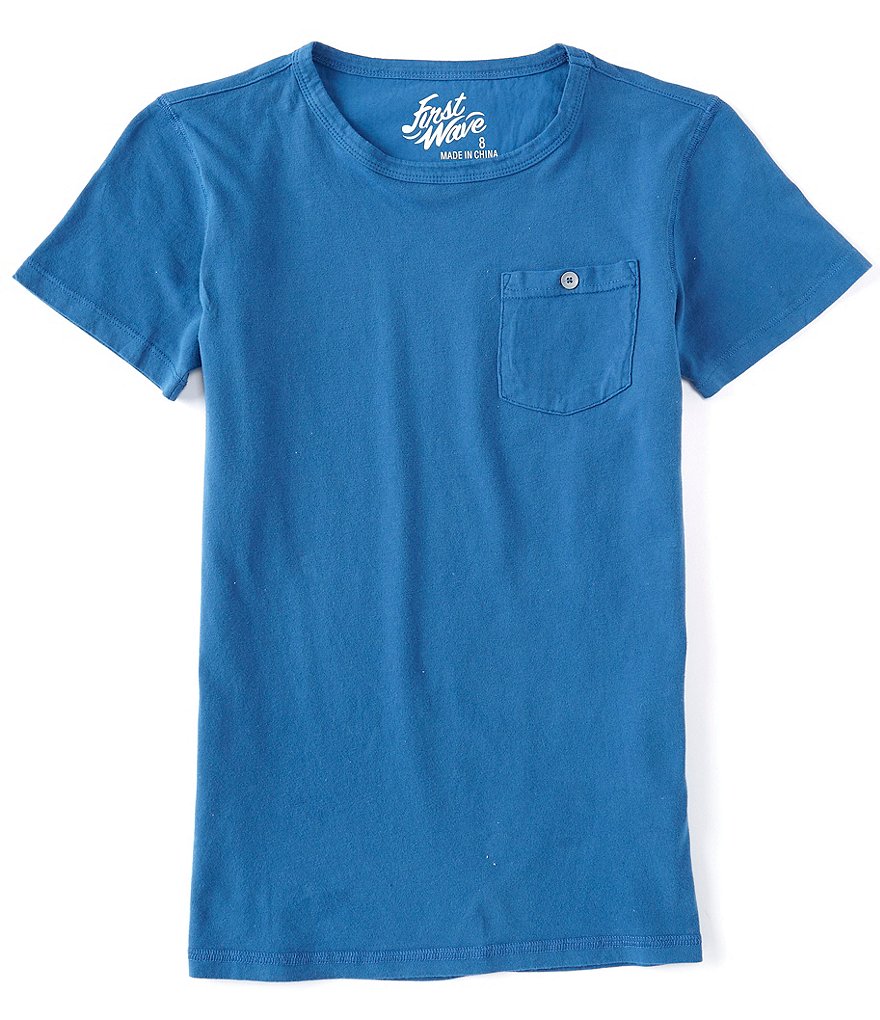 First Wave Big Boys 8-20 Short-Sleeve Garment Dye Pocket Tee