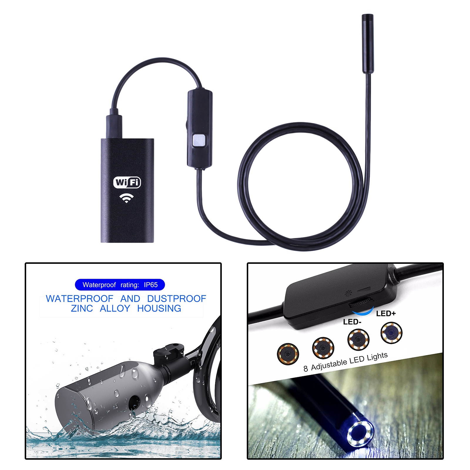 Wireless WiFi Endoscope Waterproof Inspection Camera 720P for Phone 3.5m