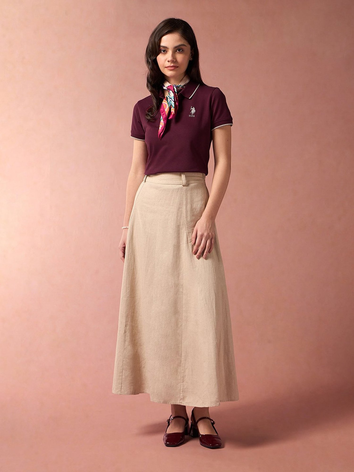 U.S. Polo Assn. Maroon Logo Print Polo T-Shirt