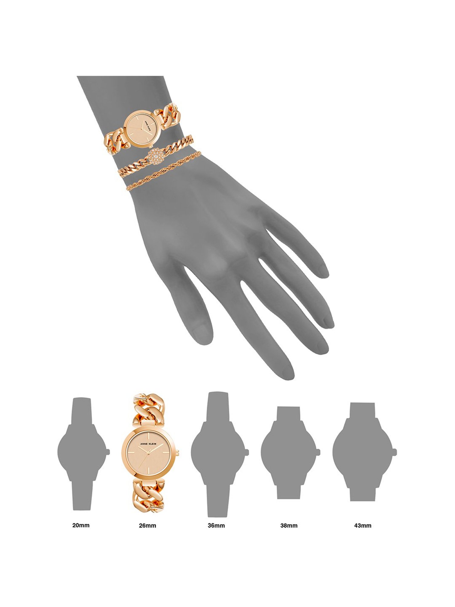 Anne Klein AKB4000RGST Analog Watch for Women with 2 Bracelet