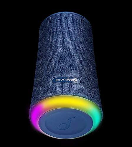 Soundcore Flare+ Portable 360&deg; Bluetooth Speaker by Anker, Huge 360&deg; Sound, IPX7 Waterproof, Bigger Bass, Ambient LED Light, 20-Hour Playtime, 4 Drivers with 2 Passive Radiators (Blue)