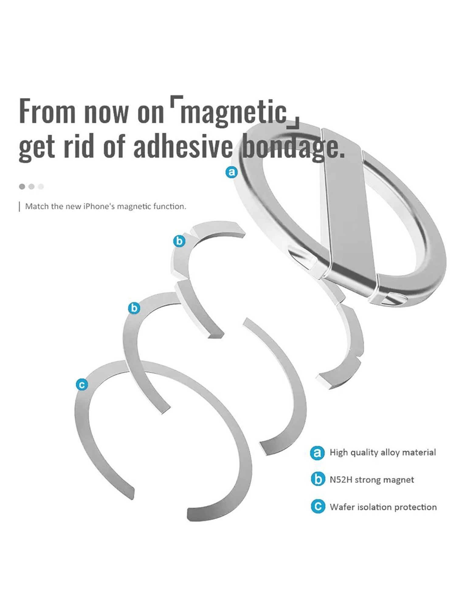 GRIPP MAG Stand Magnetic Metal Phone Kickstand Compatible with iPhone 14/13/12 Series - Black