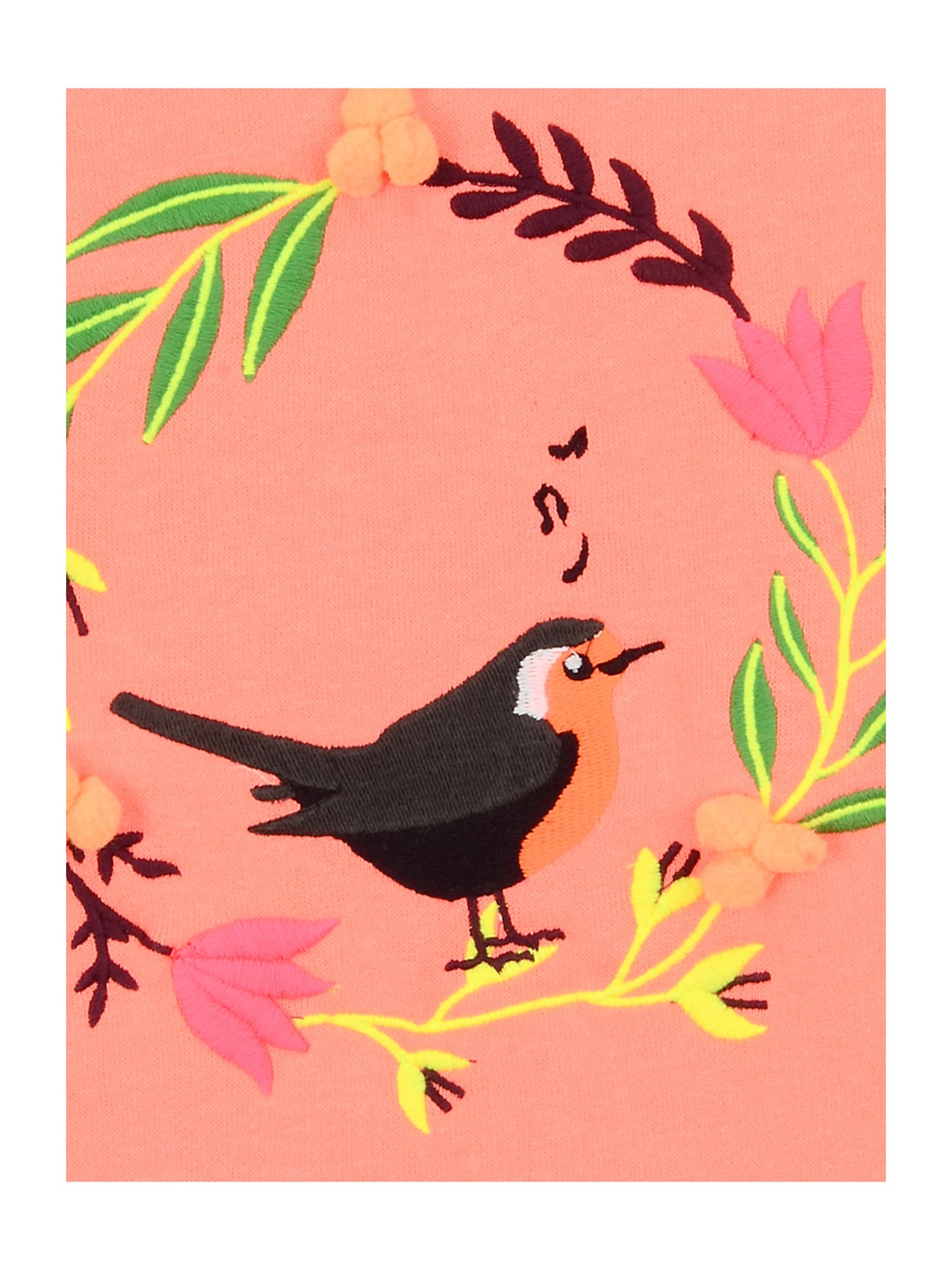 Cherry Crumble By Nitt Hyman Kids Peach Embroidered Sweatshirt