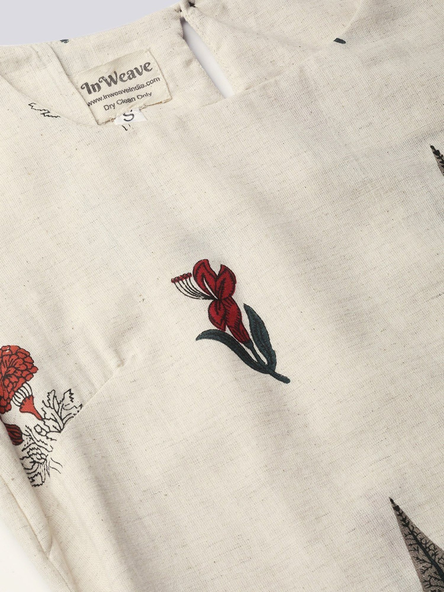 Inweave Off-White Cotton Printed A Line Dress