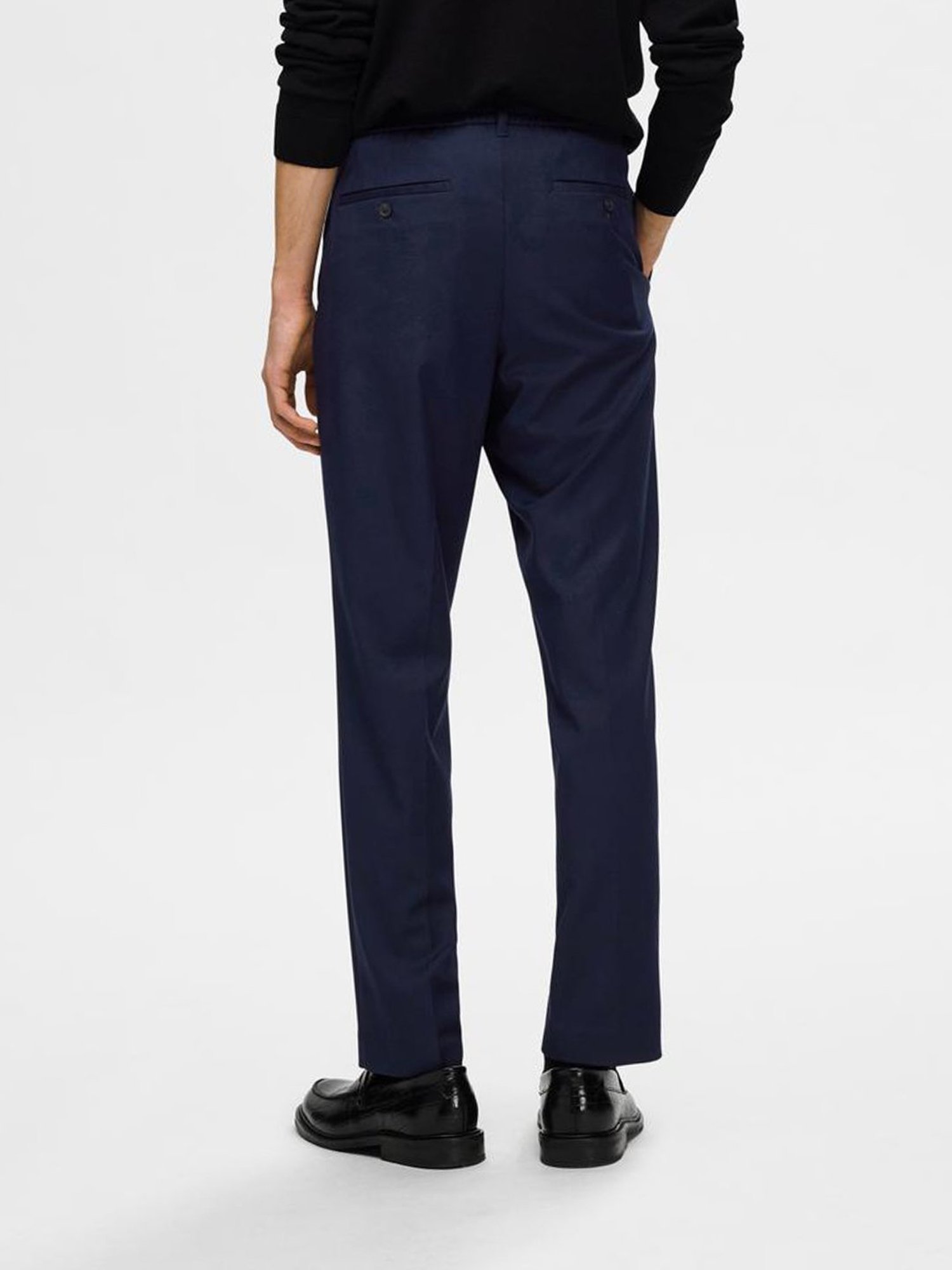 SELECTED HOMME Blue Regular Fit Pleated Trousers
