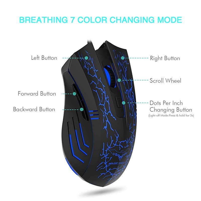 Gaming Keyboard Mouse Headset & Mouse Pad Kit, Rainbow LED Backlit Wired, Over Ear Headphone with Mic for PC, Computer, Xbox ONE & PS4, Tablet, Mobile Phones