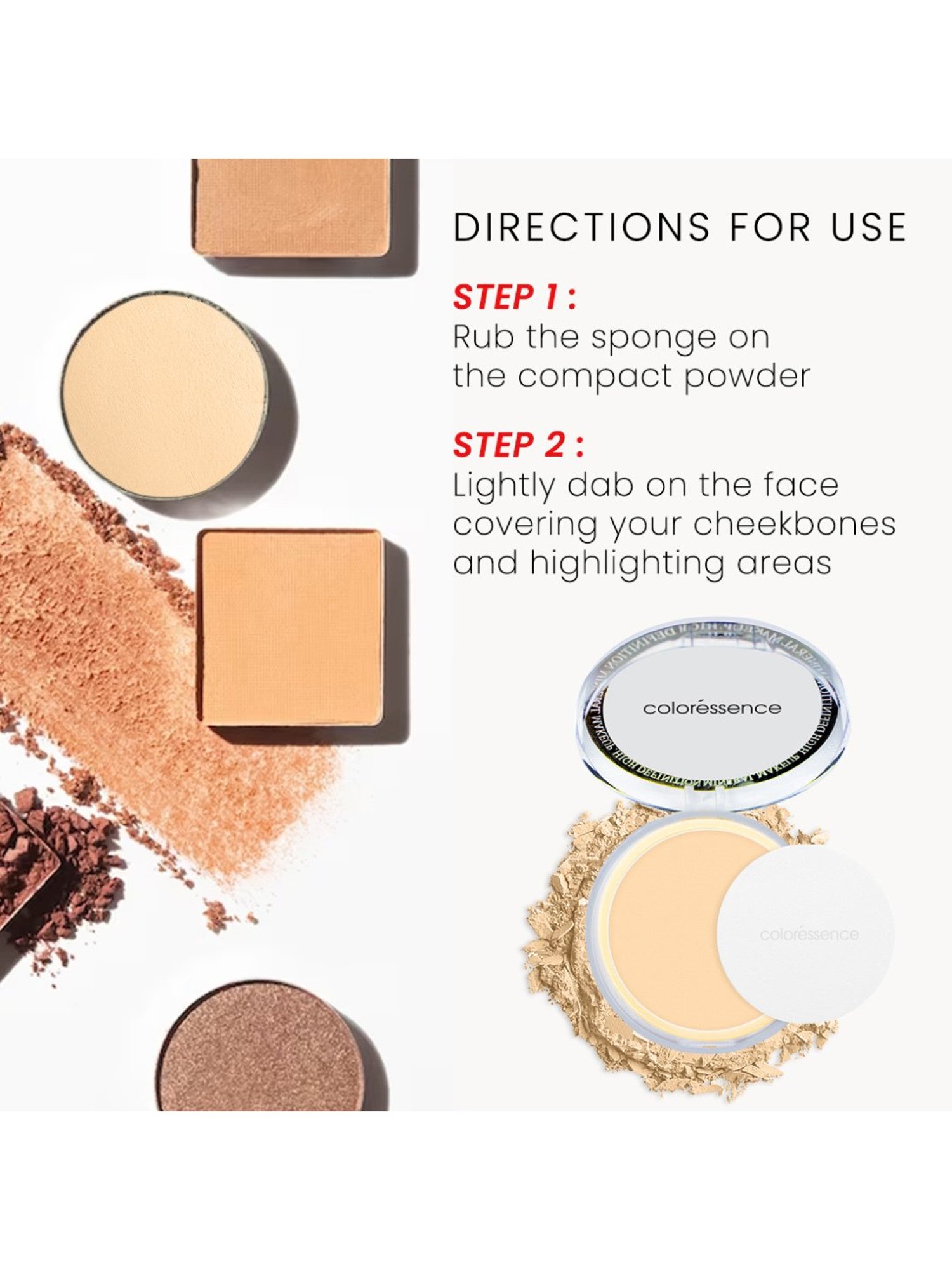 Coloressence Perfect Tone Compact Powder with Free Applicator Puff Peach Beige - 10 gm