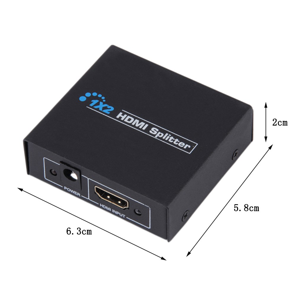 1080P HDMI Splitter Full HD Video HDMI Switch HDMI Amplifier 1 Into 2 Out (1 Source onto Dual Displays) With Power Adapter 1 to 2 Monitor