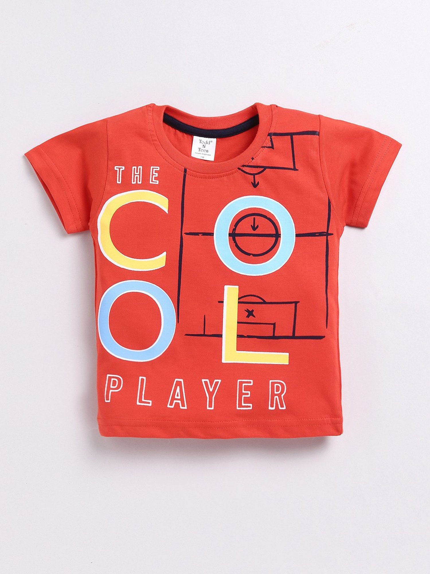 Todd N Teen Kids Red & Navy Printed T-Shirt with Shorts