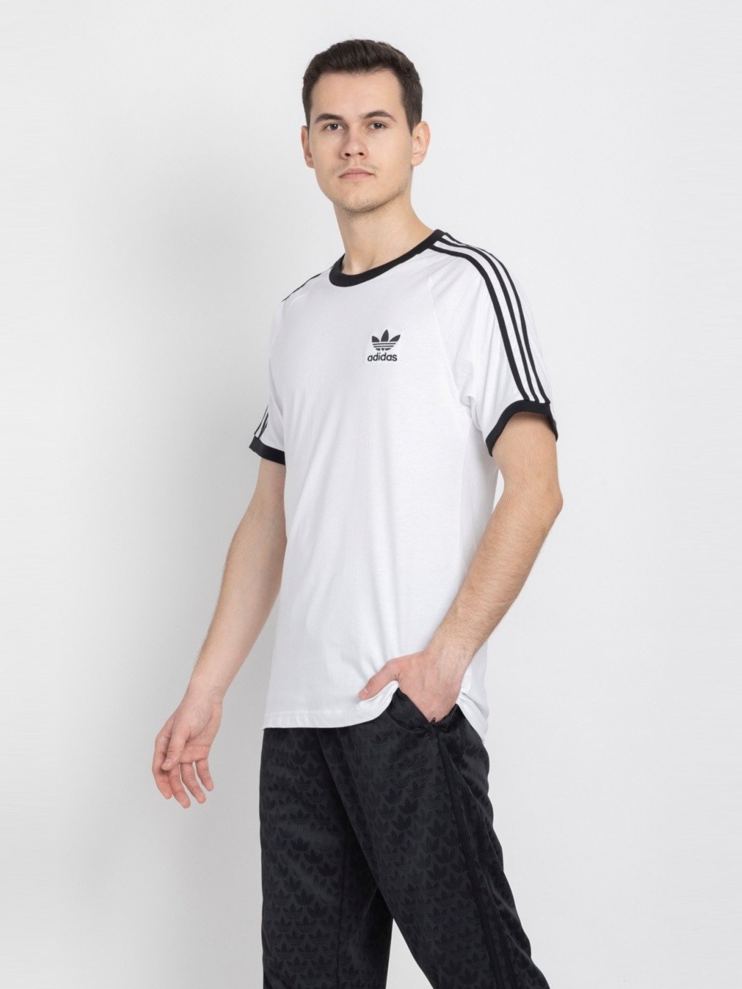Adidas Originals White Regular Fit Striped T-Shirt
