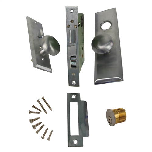 Guard Security Metro Version (Like Marks 114A/26D) P8888RAKSC Satin Chrome 26D Right Hand Apartment Mortise Entry Lockset, self-Adjusting spindles with Screwless Knobs Thru Bolted Lock Set