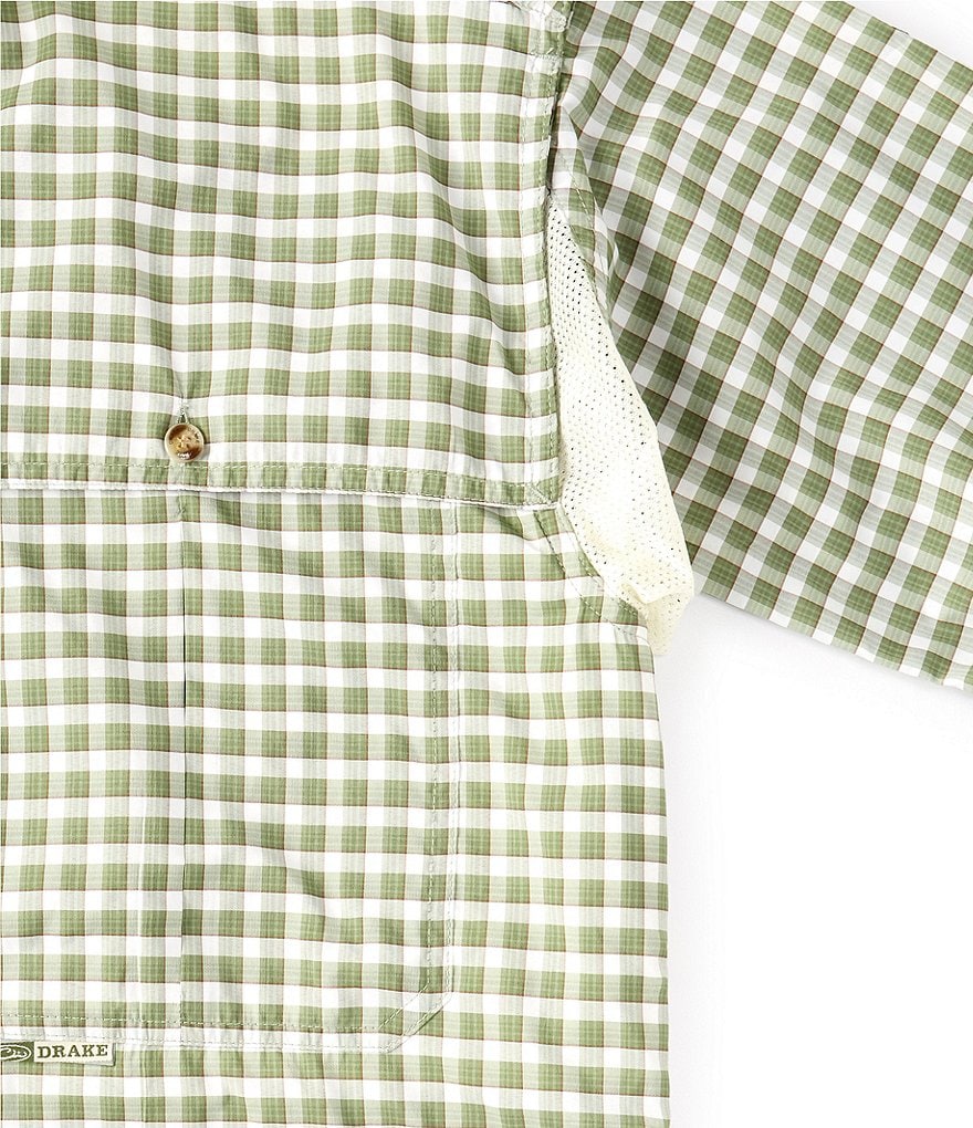 Drake FeatherLite Checked Plaid Wingshooter Performance Long-Sleeve Woven Shirt