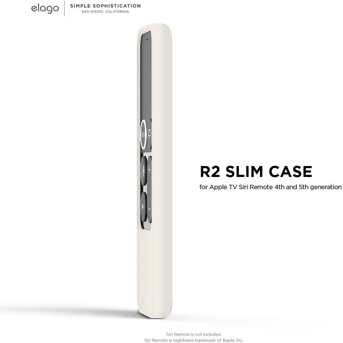 elago R2 Slim Case Compatible with Apple TV Siri Remote 1st Generation (White) - Slim Design, Scratch-Free Silicone, Shock Absorption, Full Access