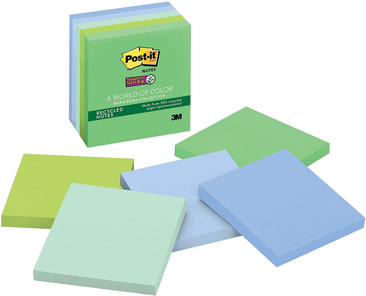 Post-it Super Sticky Notes, 3x3 In., Marrakesh, PK5 3" x 3" Marrakesh  654-5SSAN