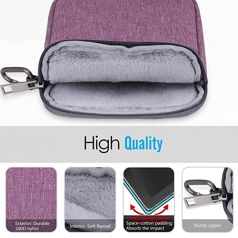 6 Inch Kindle Sleeve Case Fits for AllNew Kindle 10th Generation 2019Kindle Paperwhite 2018 Nylon Cover Pouch Bag for Kindle VoyageKindle 8th Gen 2016Kindle Oasis 6quot EReader Purple