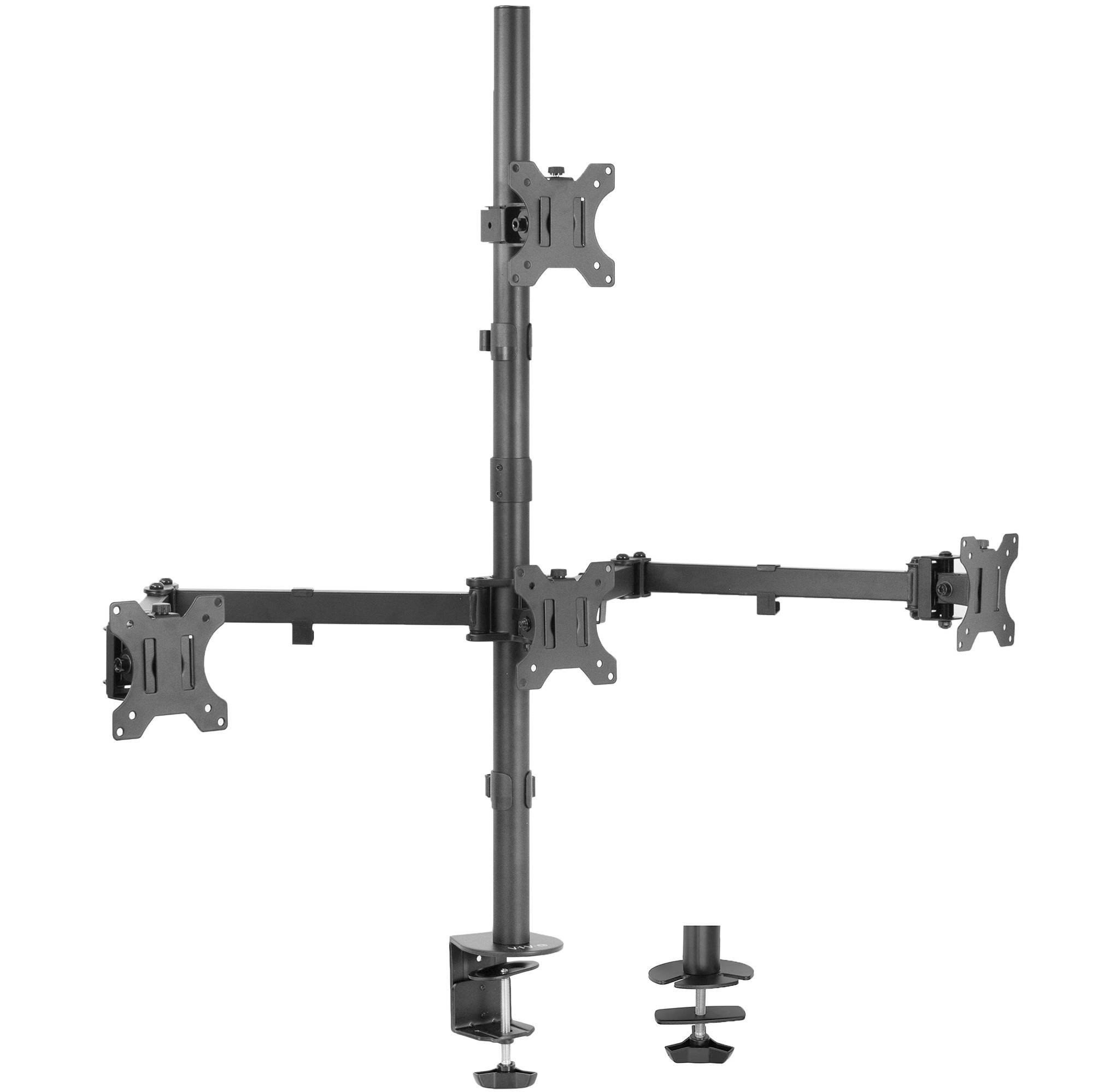 VIVO Quad 13" to 24" LCD Monitor Heavy Duty Desk Mount | 3 + 1 Stand, Holds 4 Screens (STAND-V104C)