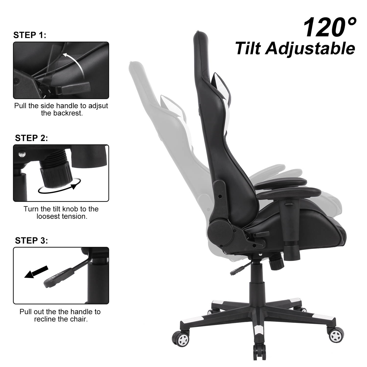 Gaming Chair Racing Video Game Chairs High Back Ergonomic Office Computer Desk Chair with Headrest