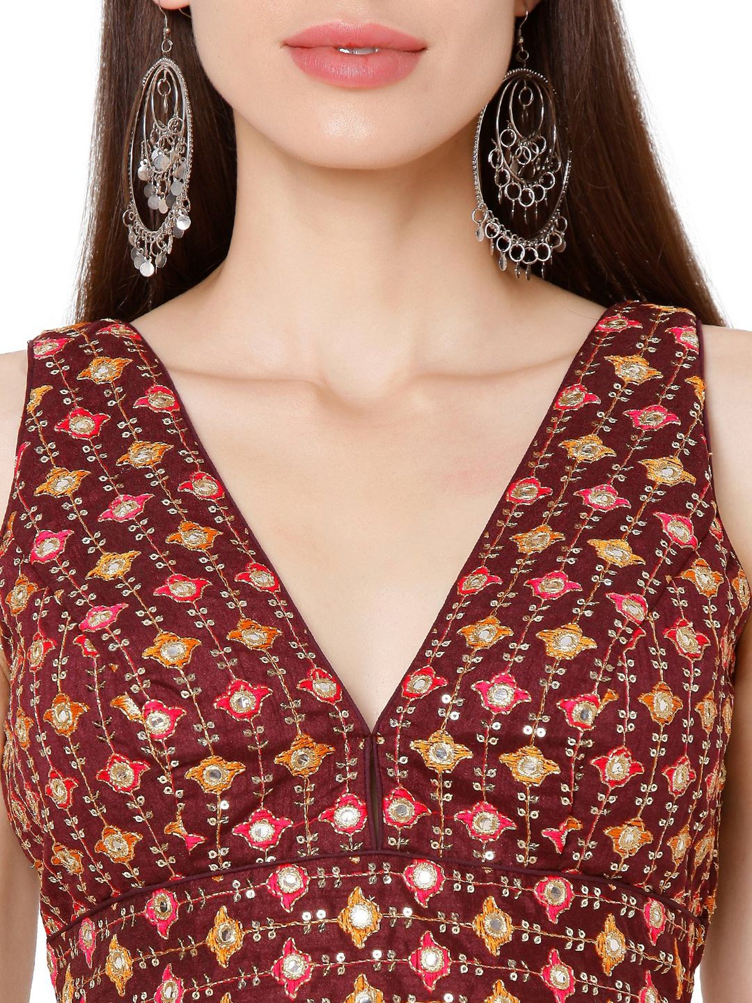 Salwar Studio Maroon Embroidered Blouse