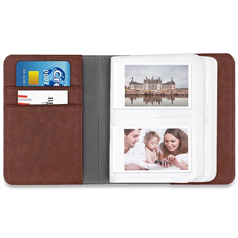 Mini Photo Album for 3Inch Film 104 Pockets Album for Fujifilm Instax Mini 11Mini 9Mini Link PrinterMini LiPlay Canon Ivy CLIQ Polaroid Kodak Instant Print Camera Vintage Brown