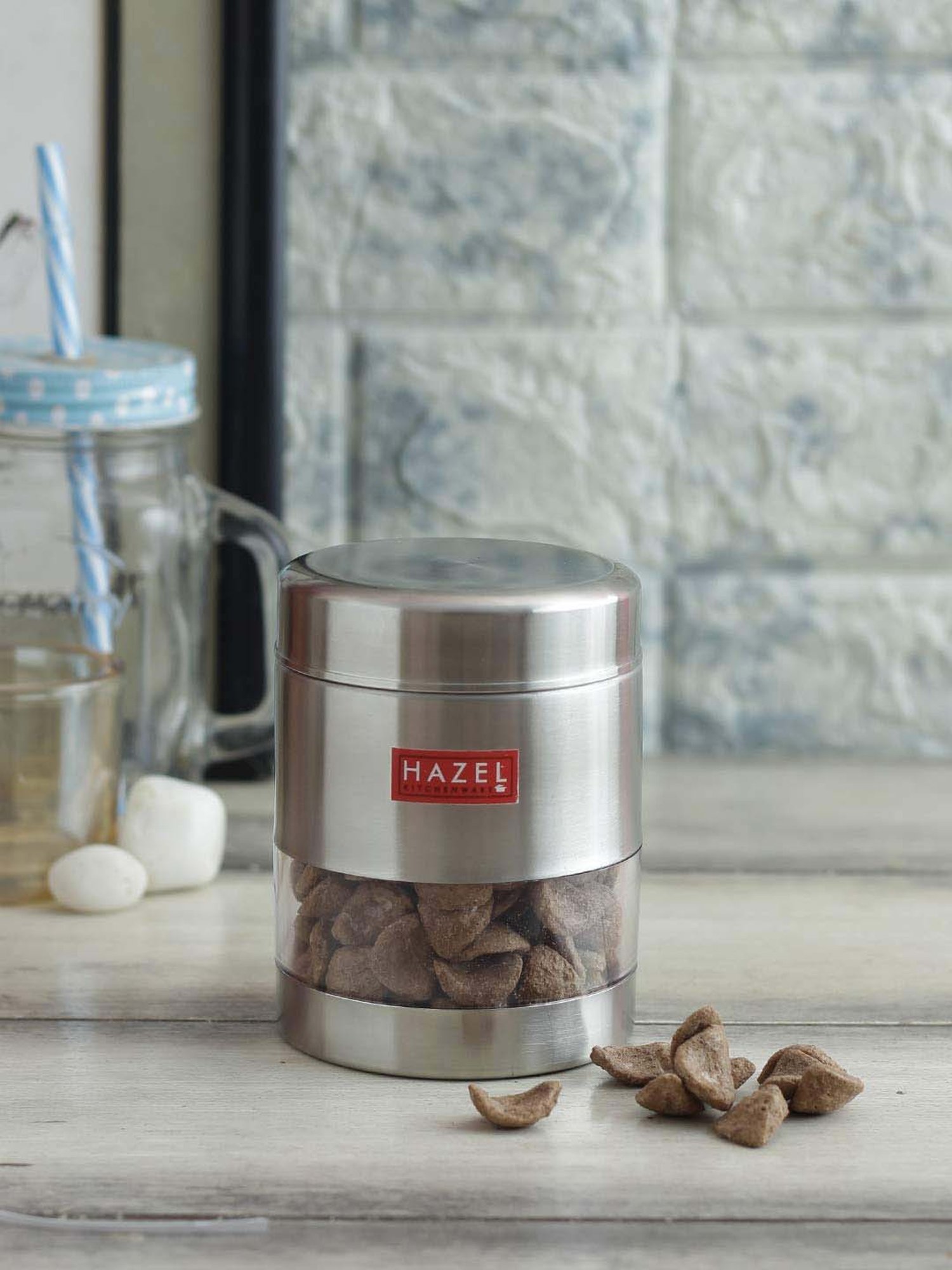 HAZEL Silver Stainless Steel Storage Container (500 ml) - Set of 1