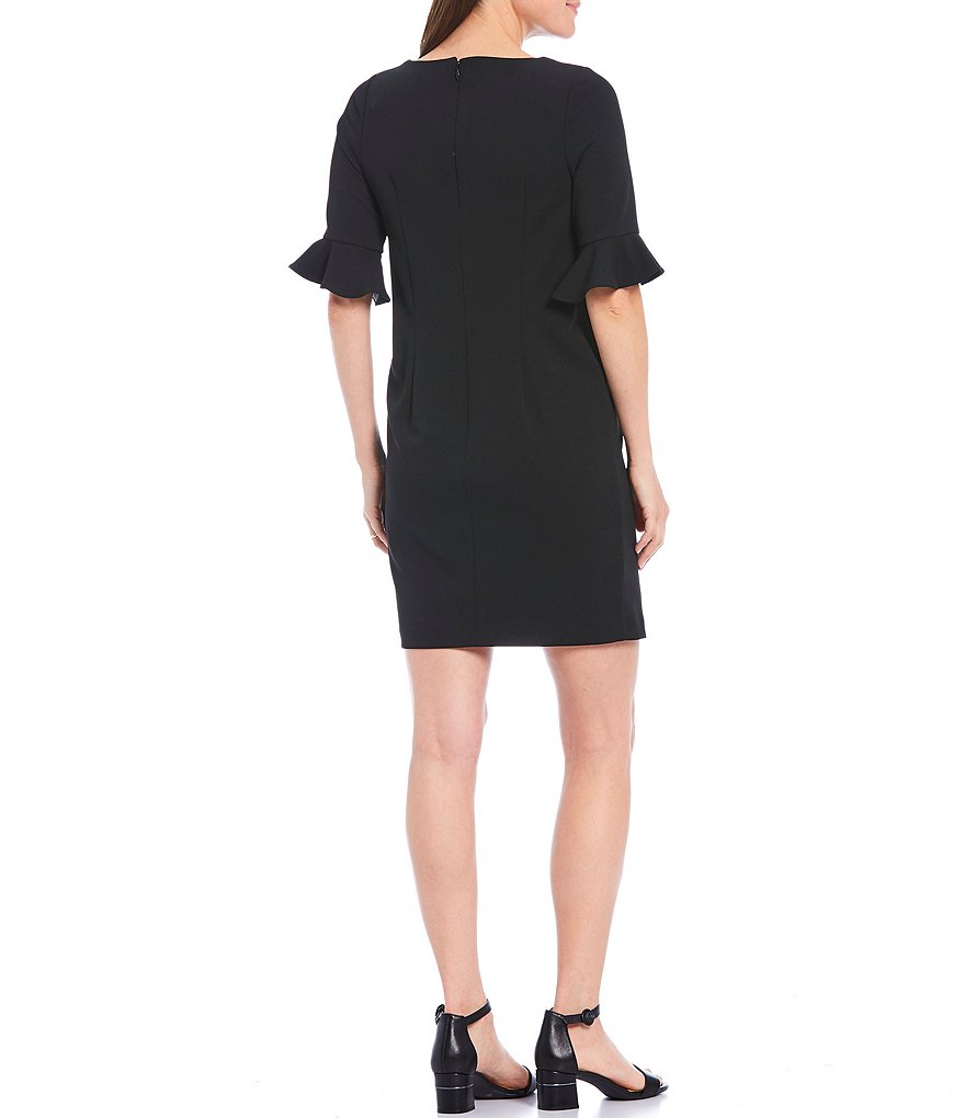 Alex Marie Kacey Ruffle Elbow Short Sleeve Round Neck Maternity Dress