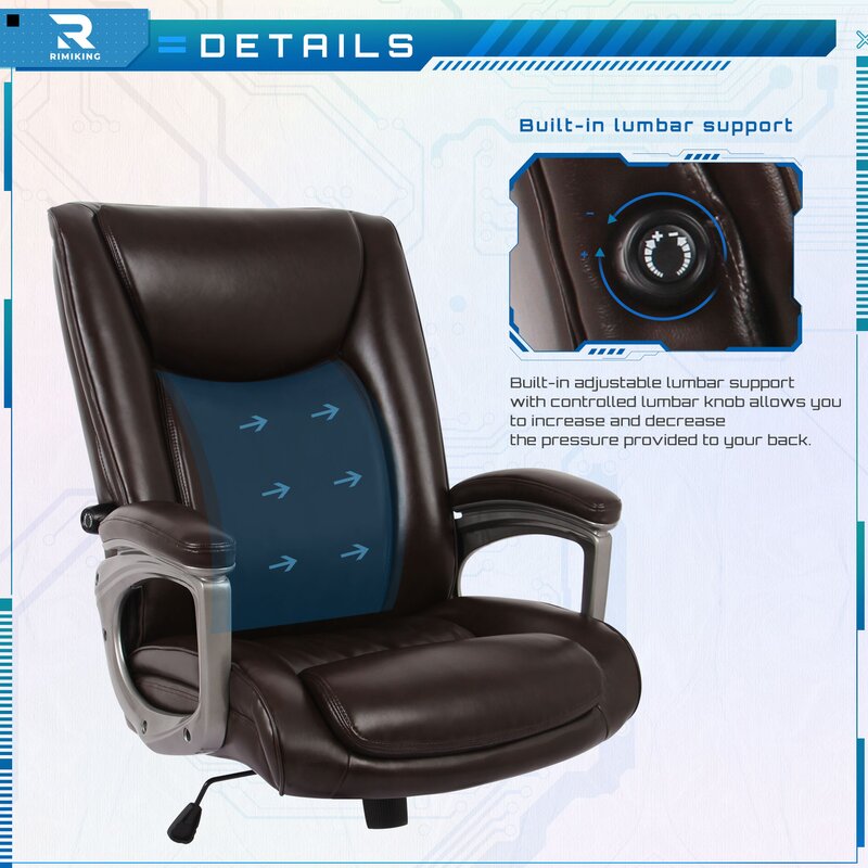 Ergonomic Memory Foam Executive Office Chair - Adjustable Height Built-in Lumbar Support Tilt Angle Computer Desk Chair, Swivel Thick Padded for Comfort