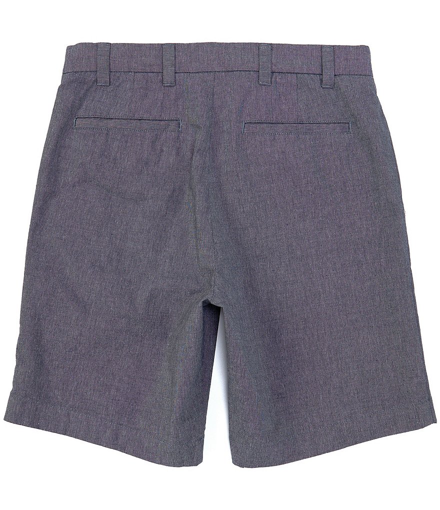 Roundtree & Yorke Big and Tall 9#double; and 11#double; Inseam Flat-Front Chambray Solid Shorts