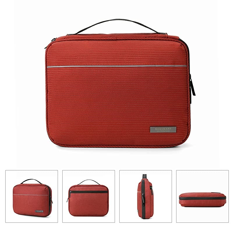2-Layer Travel Electronic Cable Organizer Cases for 10.5" iPad, Cables, Chargers, USB Drive, Black