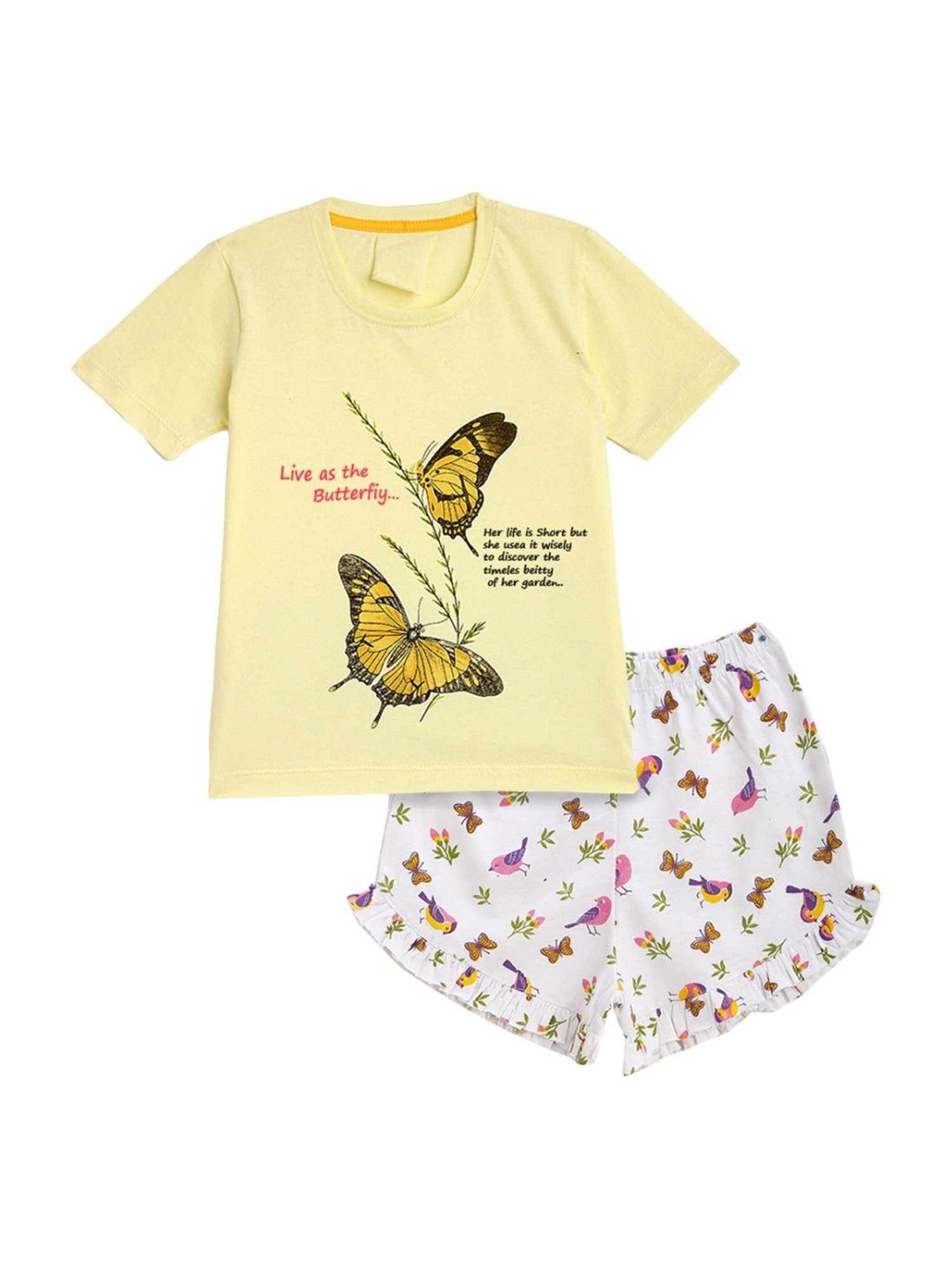 Kids Craft Yellow Cotton Printed T-Shirt & Shorts