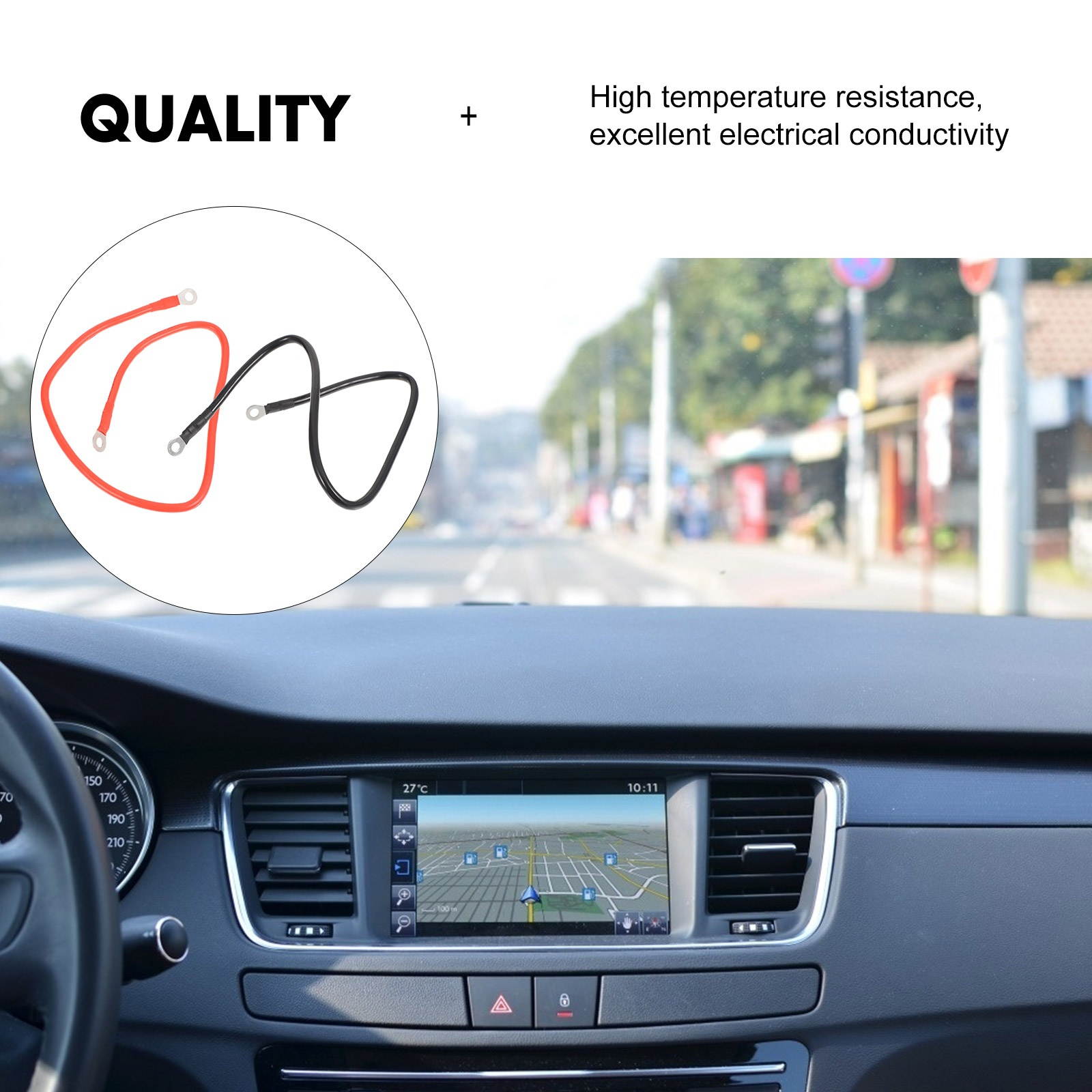 1 Pair Useful Durable Professional Power Cable Copper Cable Battery Inverter Cables