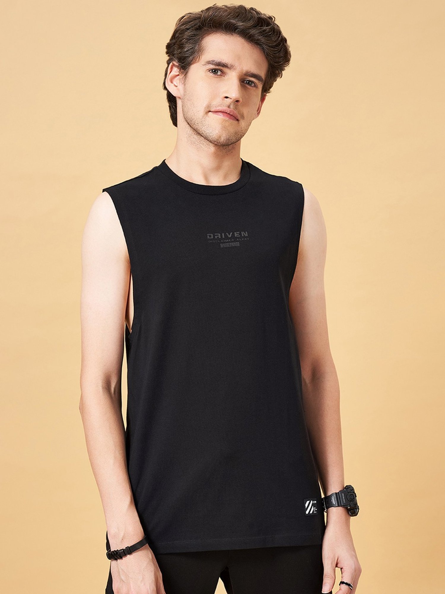 Street 808 by Pantaloons Jet Black Relaxed Fit Vest